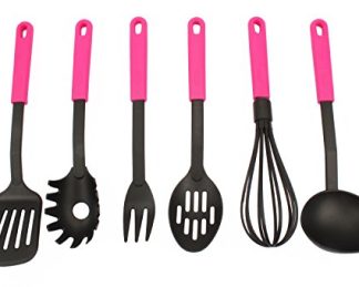 Fontaine 6-pieces Premium Cooking Utensil Set Nylon Tool and Gadget Set Bakeware Spatula Pink 12 Inch
